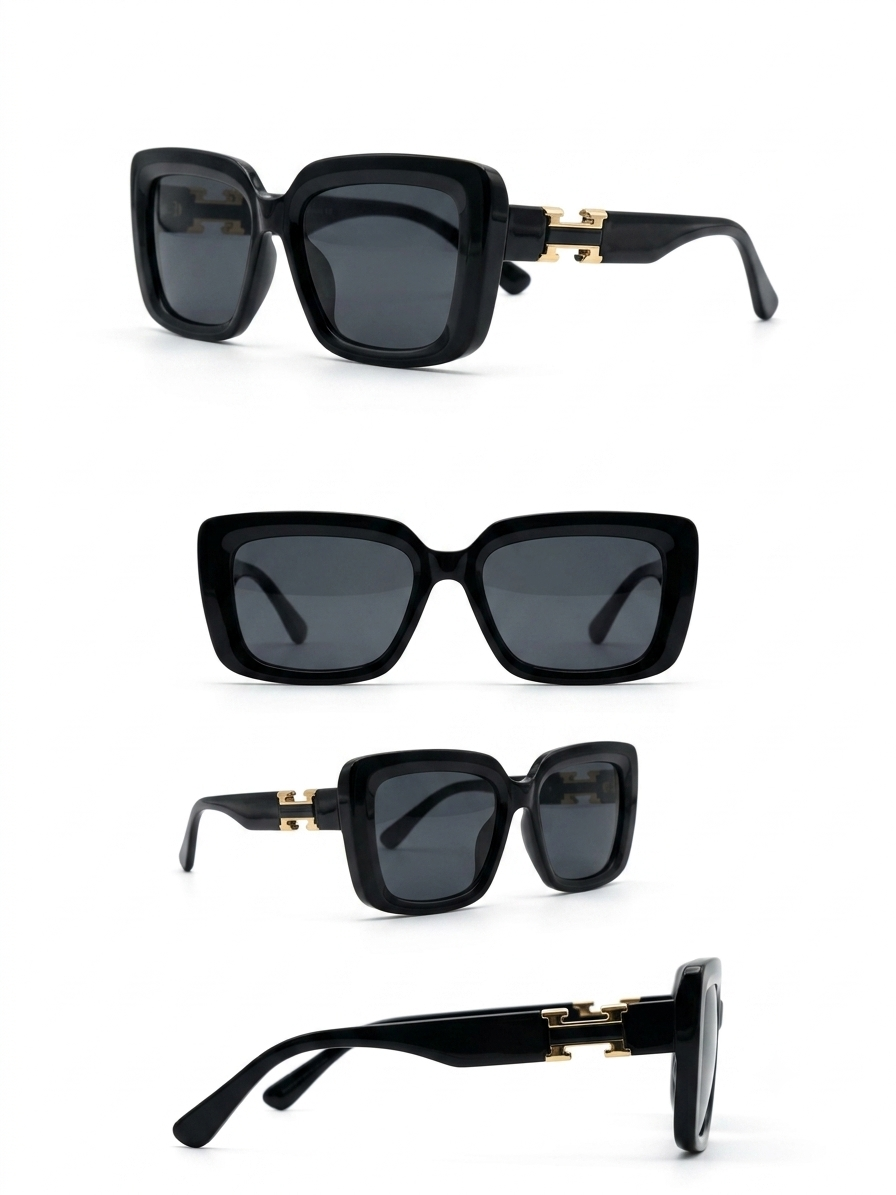 HRM. Oversized Acetate Sunglasses in Noir