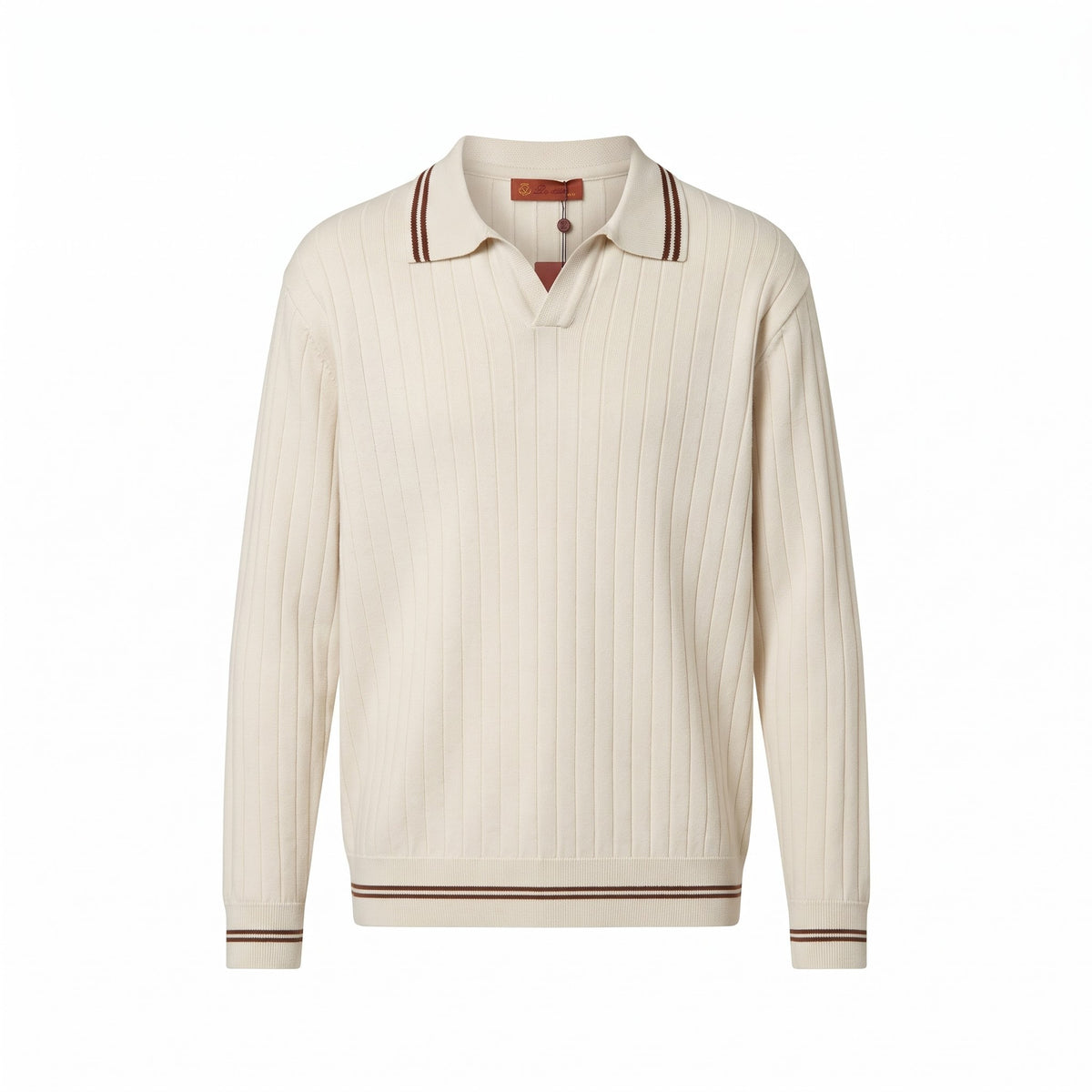 Lp Ribbed Cream Knit Polo