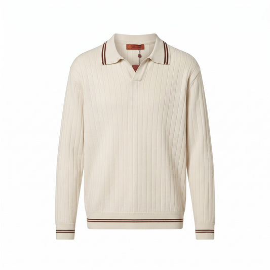Lp Ribbed Cream Knit Polo