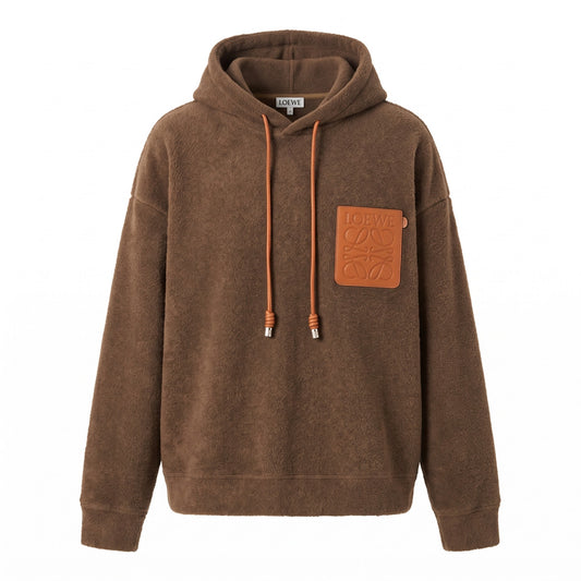 LWE Anagram Leather-Patch Fleece Hoodie
