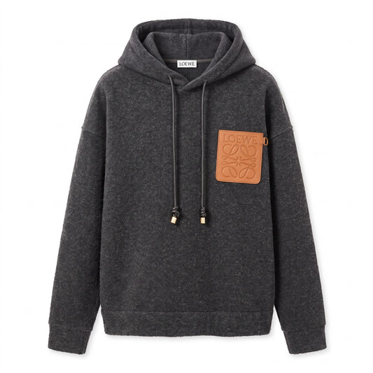 LWE Anagram Leather-Patch Fleece Hoodie