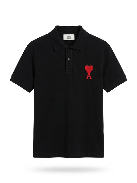 AM Coeur Sacré Piqué Polo - Noir