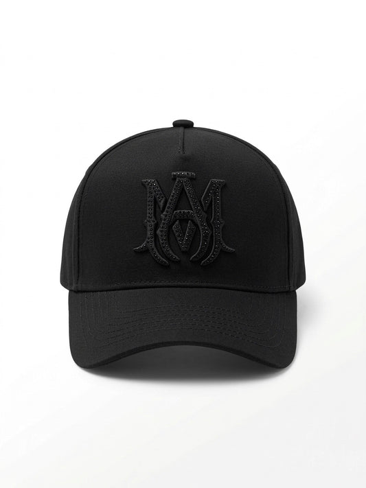 AM Monogram Embroidered Baseball Cap – Black