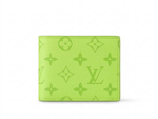 Vibrant Neon Green Embossed Bi-Fold Wallet