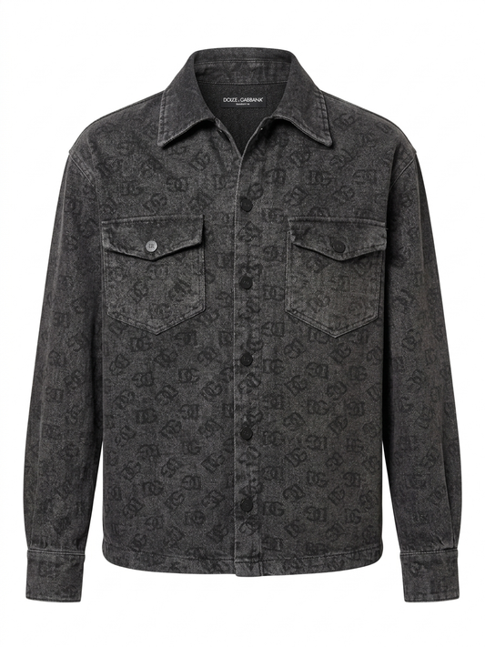 D&G Monogram Acid-Wash Denim Overshirt
