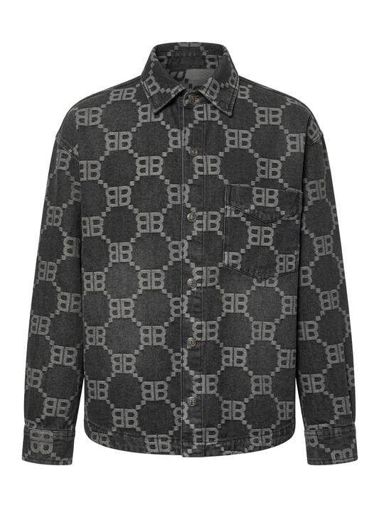 BB Monogram Print Denim Overshirt