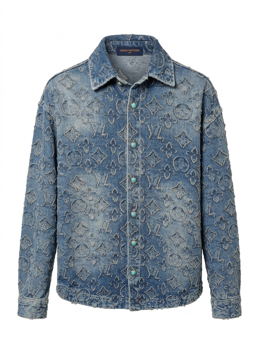 LV Textured Monogram Jacquard Denim Overshirt