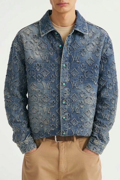 LV Textured Monogram Jacquard Denim Overshirt