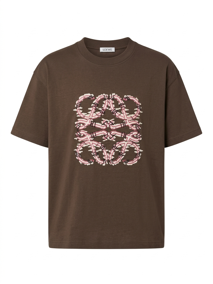 LW Artisanal Anagram & Script T-Shirt in Bitter Chocolate