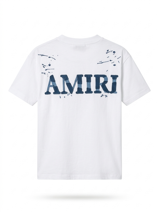 AM Distressed "MA" Patchwork Appliqué T-Shirt