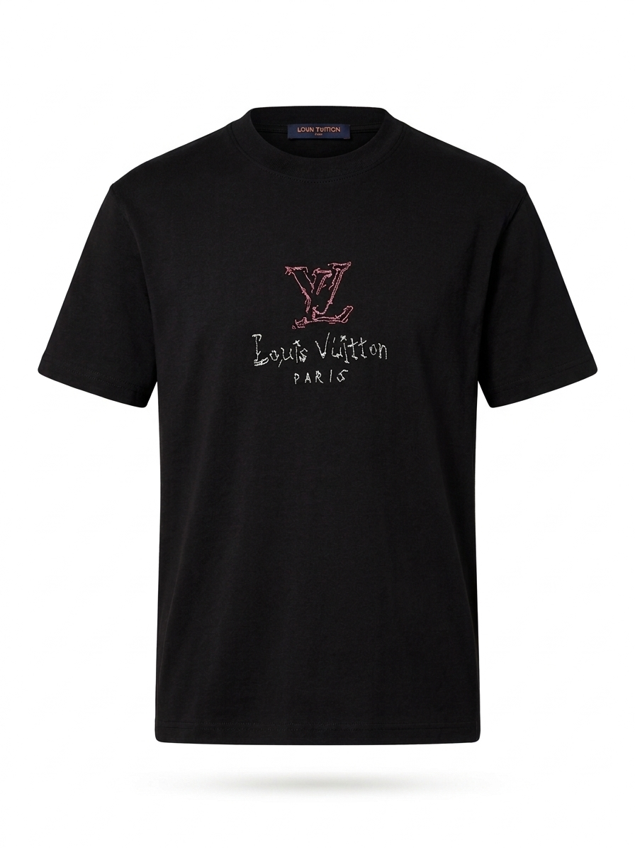 LV "Sketch" Graphic Embroidered Noir Tee