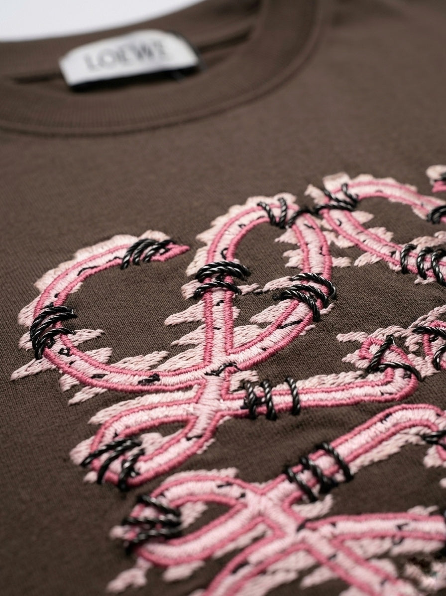 LW Artisanal Anagram & Script T-Shirt in Bitter Chocolate