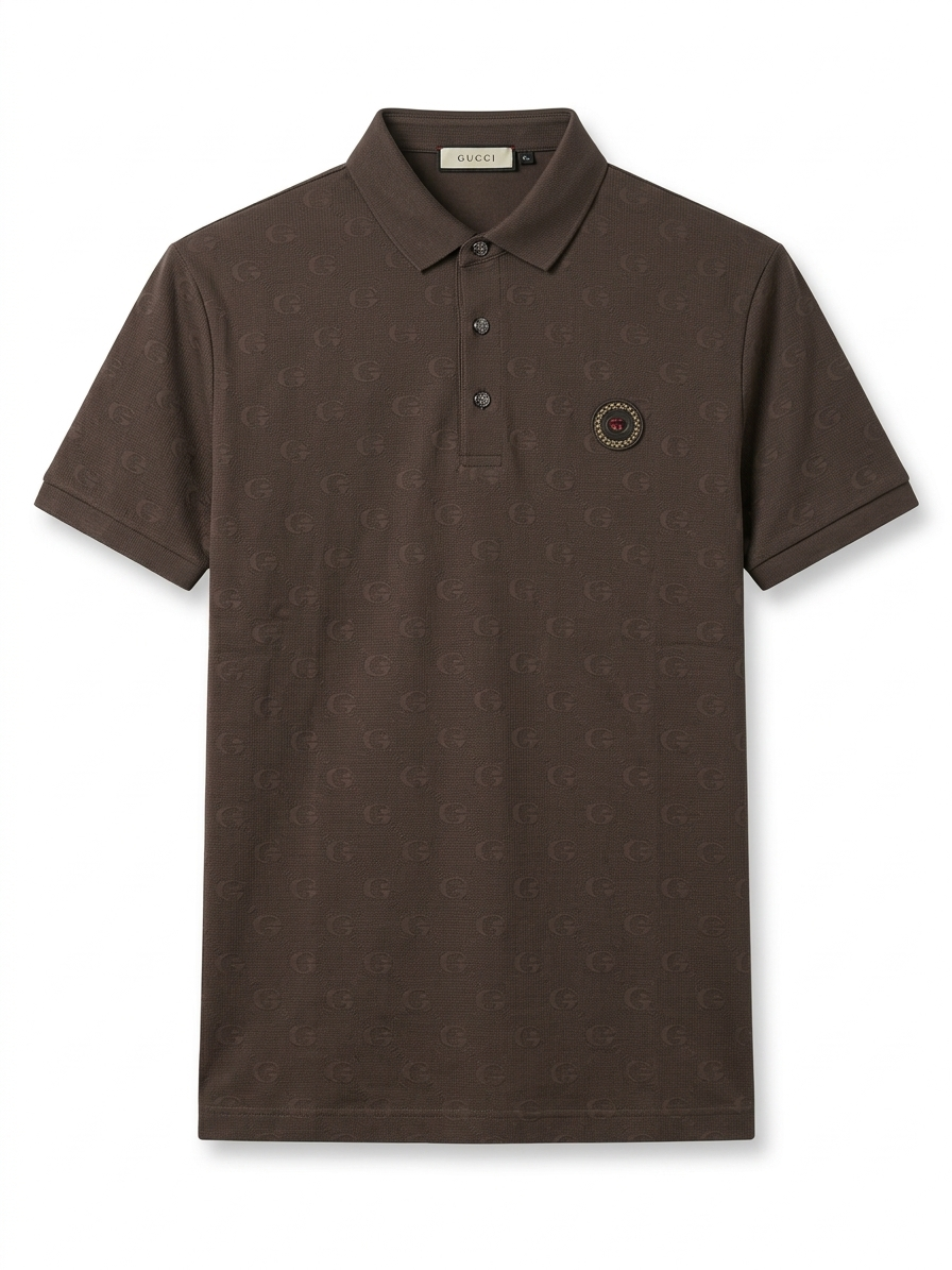 GG Monogram Jacquard Polo Shirt – Espresso Brown