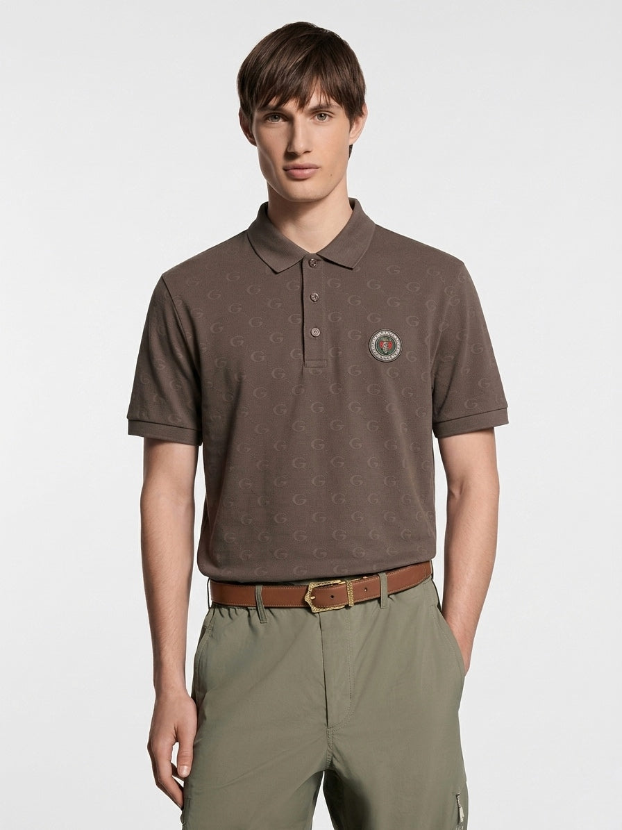 GG Monogram Jacquard Polo Shirt – Espresso Brown
