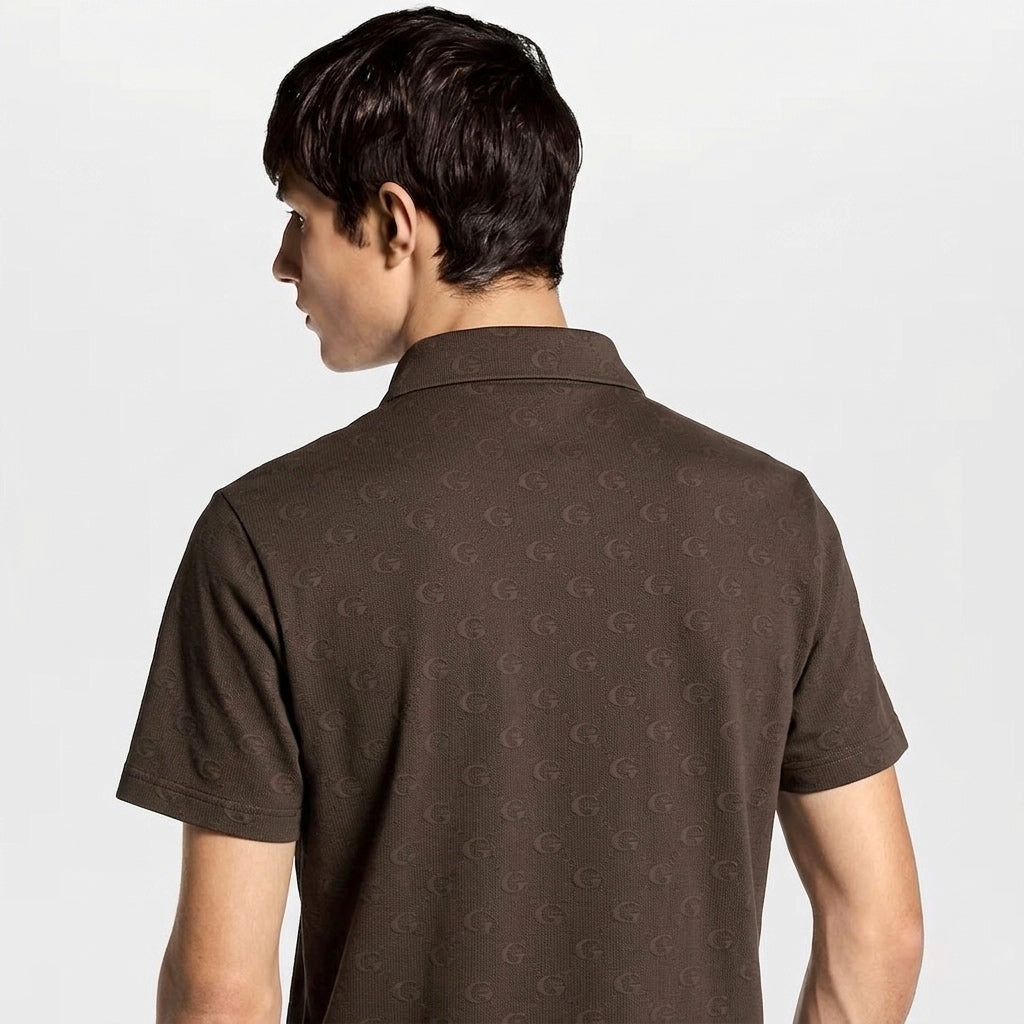 GG Monogram Jacquard Polo Shirt – Espresso Brown