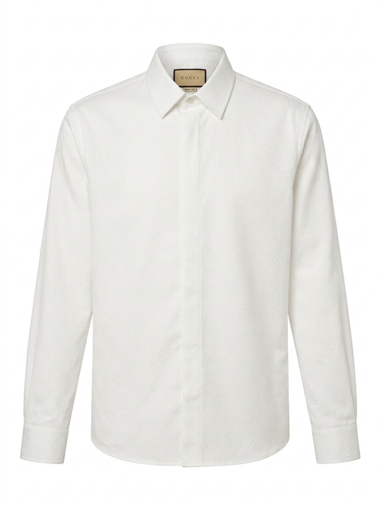 GG White Monogram Jacquard Dress Shirt