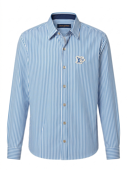LV Men’s Vertical Striped Cotton Button-Down Shirt