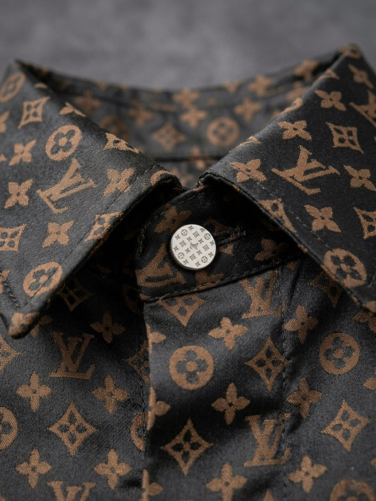 LV Ebony & Bronze Tailored Button-Down