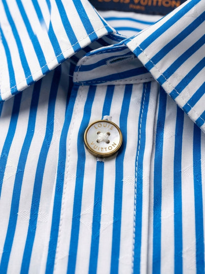 LV Men’s Vertical Striped Cotton Button-Down Shirt
