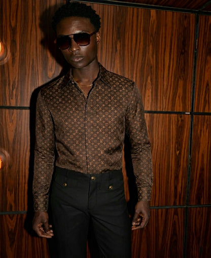 LV Ebony & Bronze Tailored Button-Down