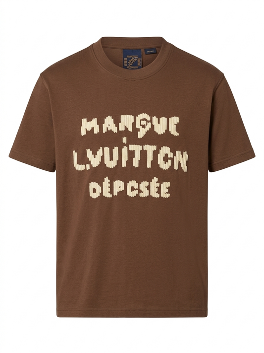 LV Intarsia Knit Graphic Cotton T-Shirt