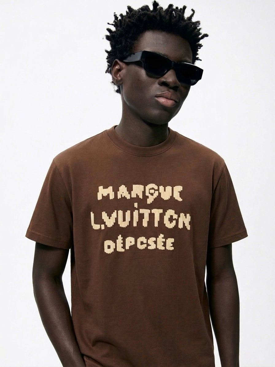 LV Intarsia Knit Graphic Cotton T-Shirt