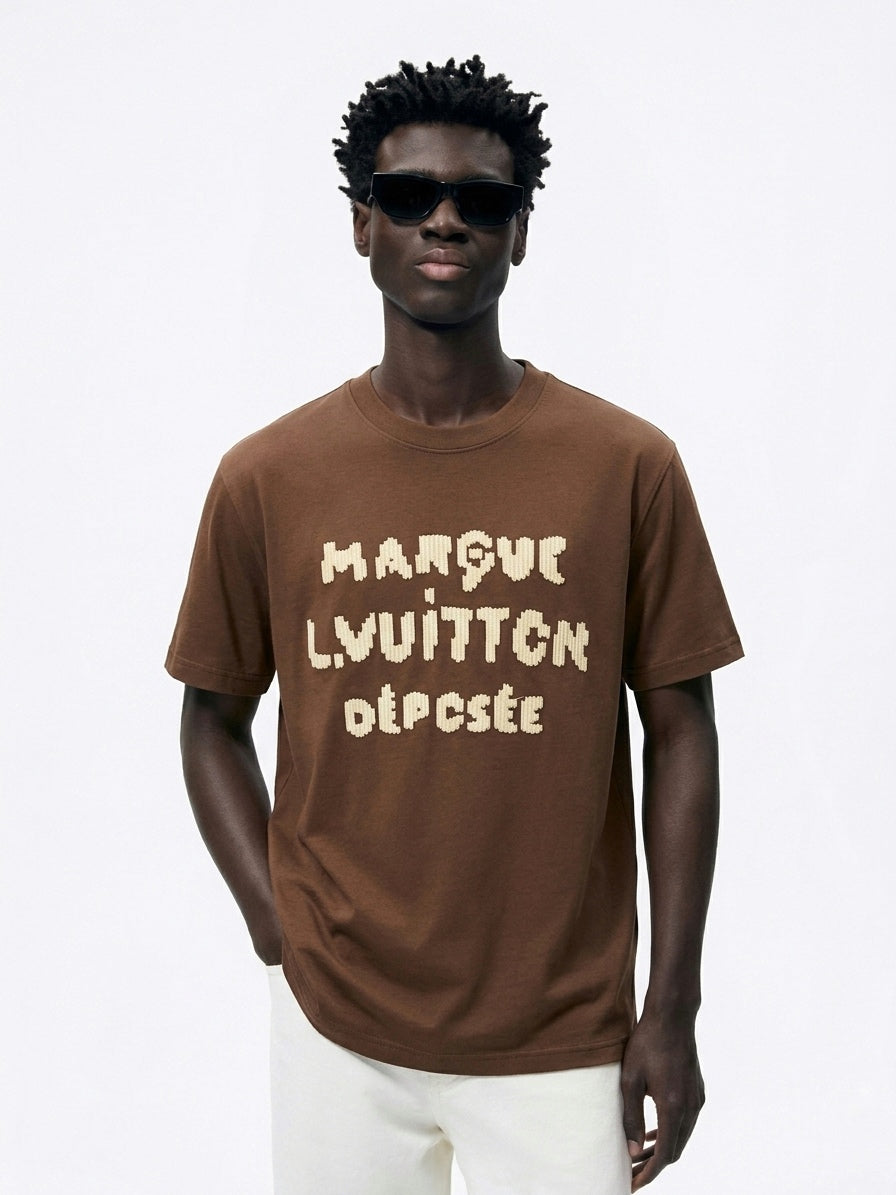 LV Intarsia Knit Graphic Cotton T-Shirt