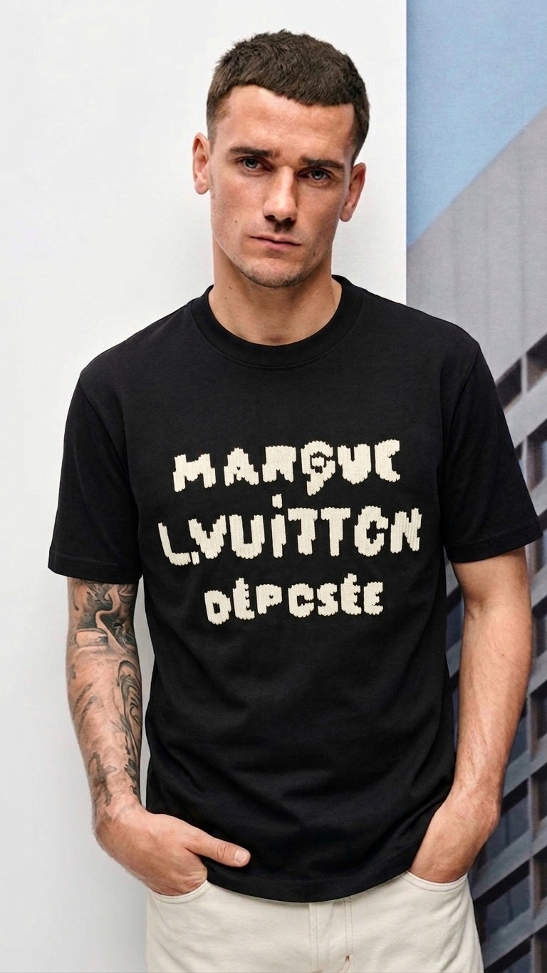 LV Intarsia Knit Graphic Cotton T-Shirt