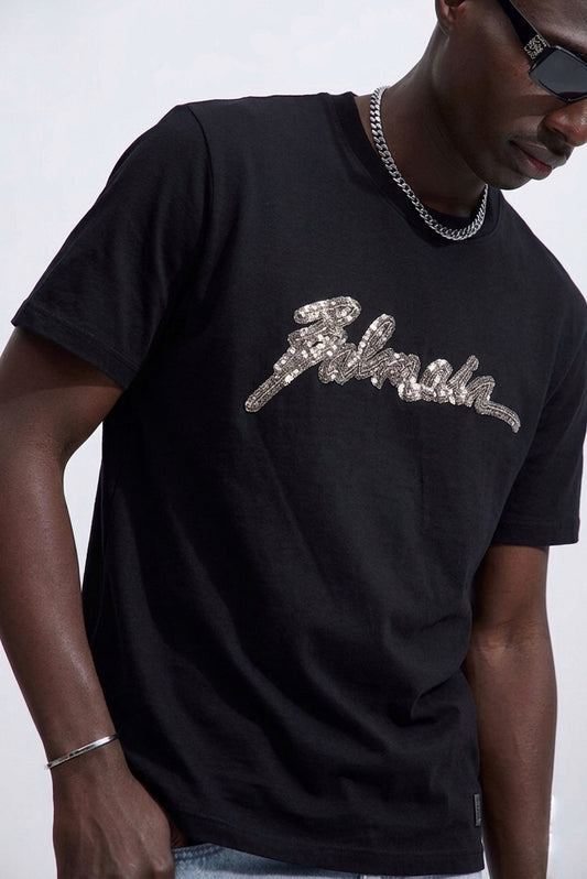 BLM Sequin Script Logo Organic Cotton T-Shirt