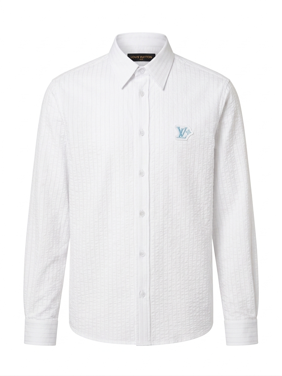 LV Signature Seersucker Long-Sleeved Shirt