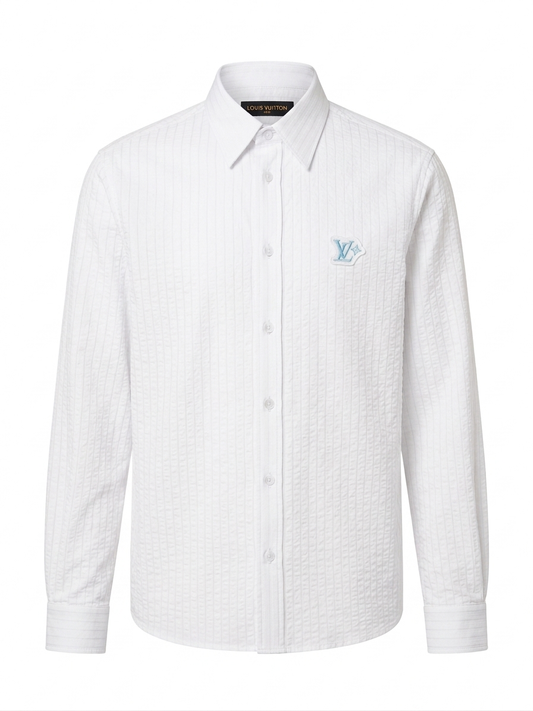LV Signature Seersucker Long-Sleeved Shirt