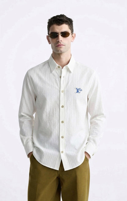 LV Signature Seersucker Long-Sleeved Shirt