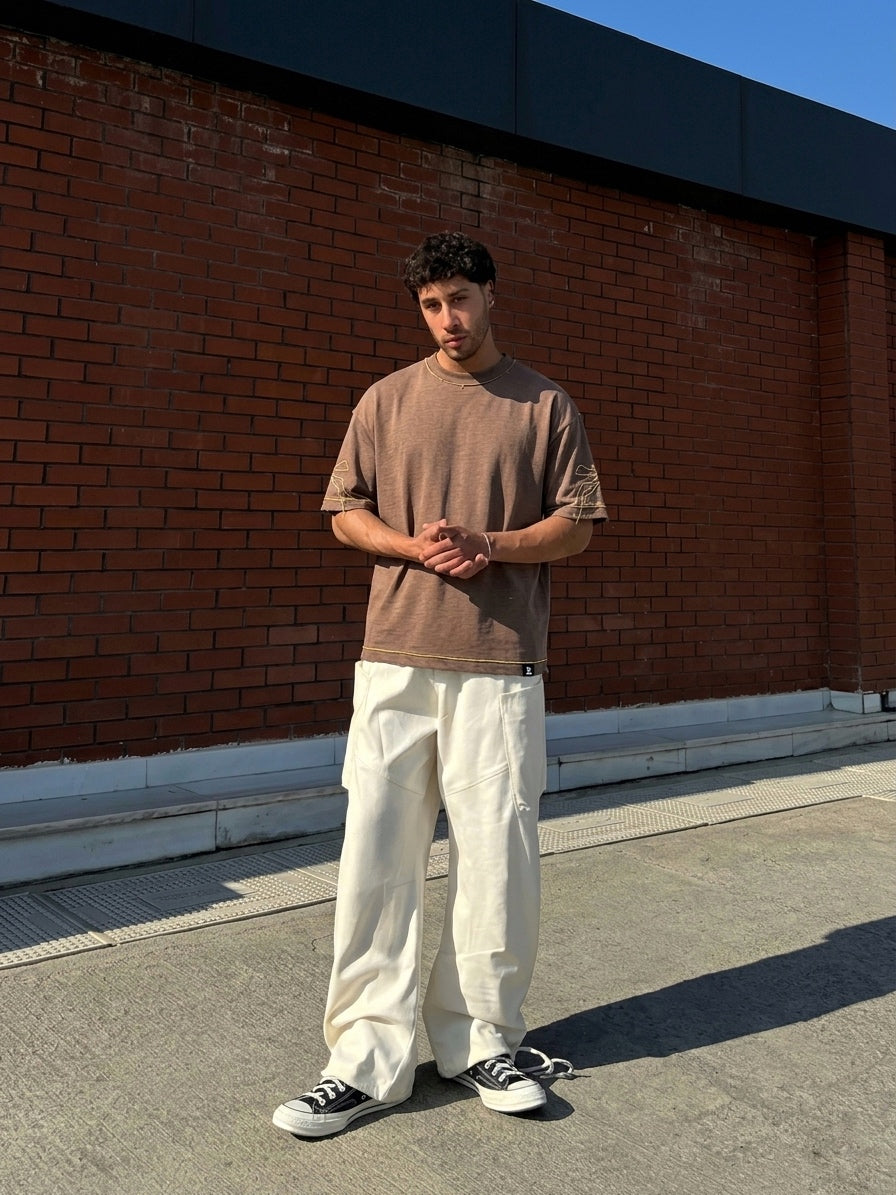 MMW Contrast-Stitch Skull Oversized Tee