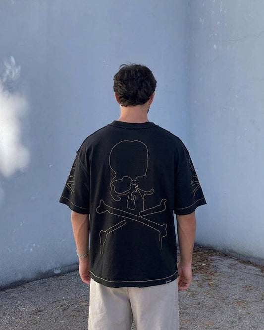 MMJ Embroidered Skull Boxy T-Shirt