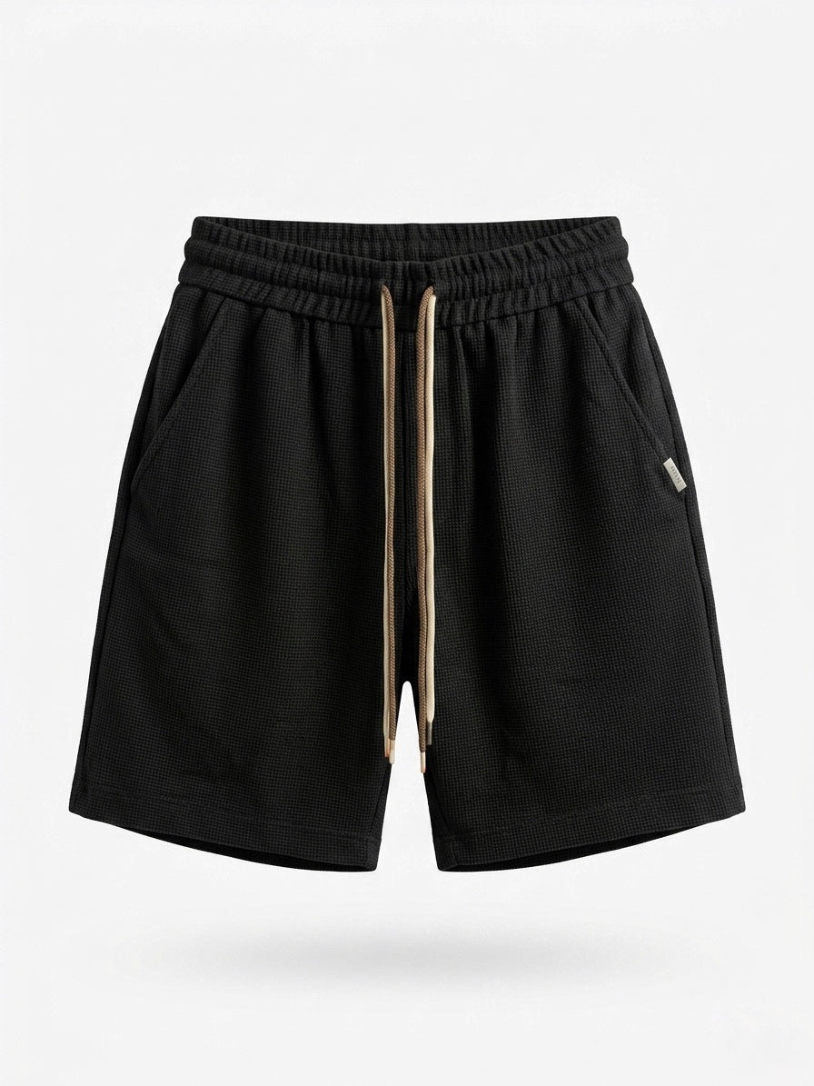 PRD // Textured Quarter-Zip & Waffle-Knit Shorts Set