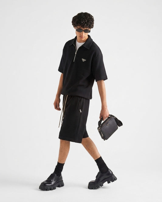PRD // Textured Quarter-Zip & Waffle-Knit Shorts Set