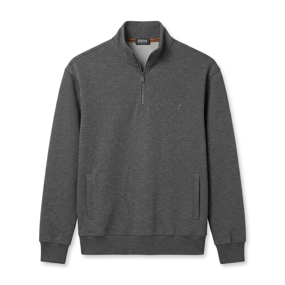 ZG Dark Grey Quarter-Zip Fine Knit