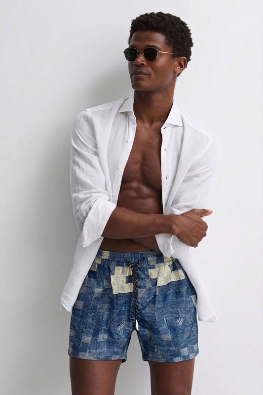 LV Damier 3D Light Denim Shorts