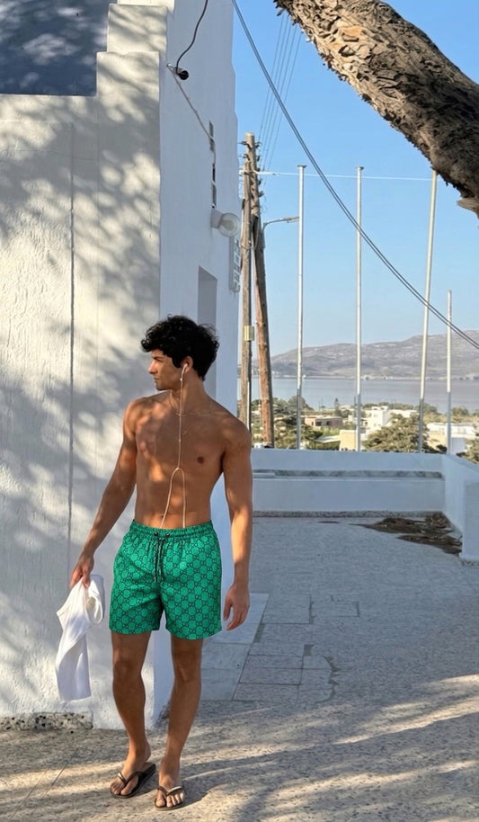 GC Green GG Monogram Swim Shorts