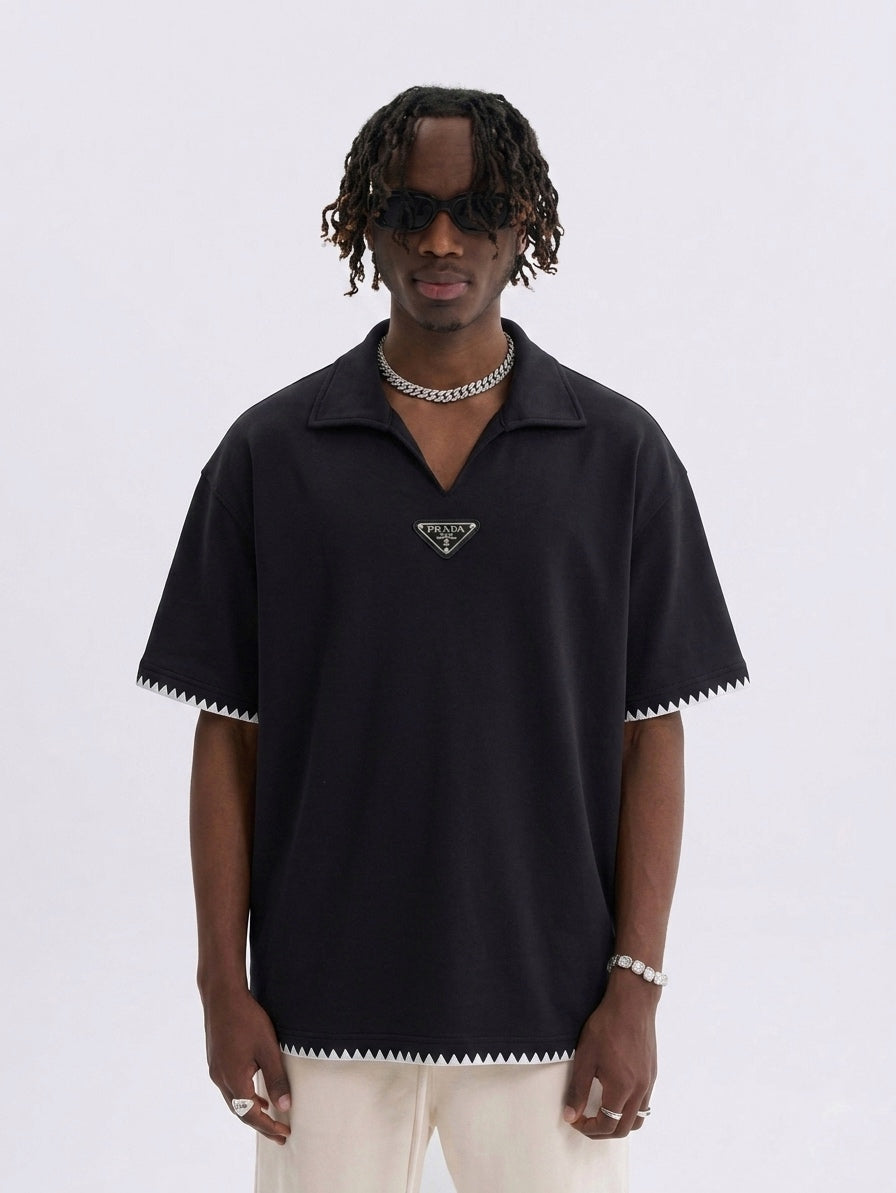 PRD | Enamel-Logo Contrast-Trim V-Neck Polo