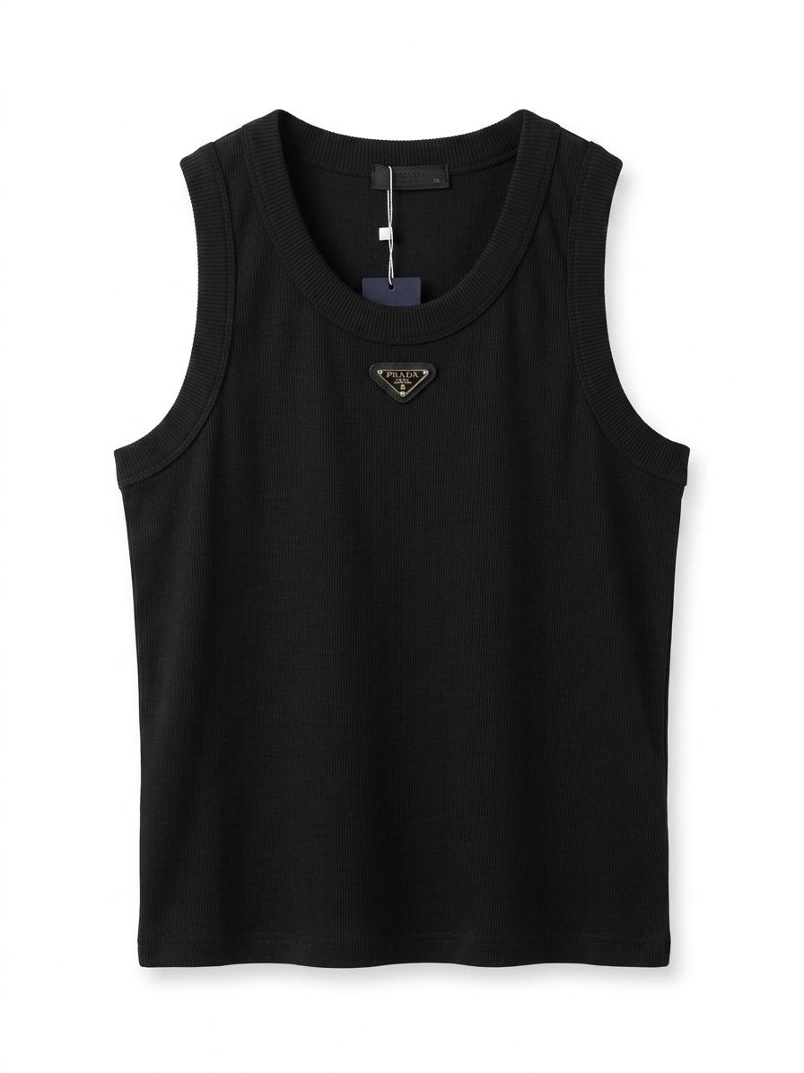 The PRD Ribbed Cotton-Blend Tank with Triangular Logo Plaque