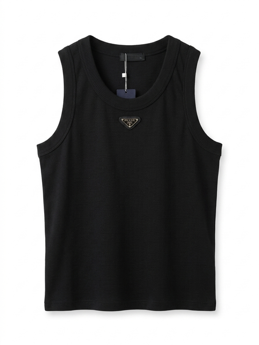 The PRD Ribbed Cotton-Blend Tank with Triangular Logo Plaque
