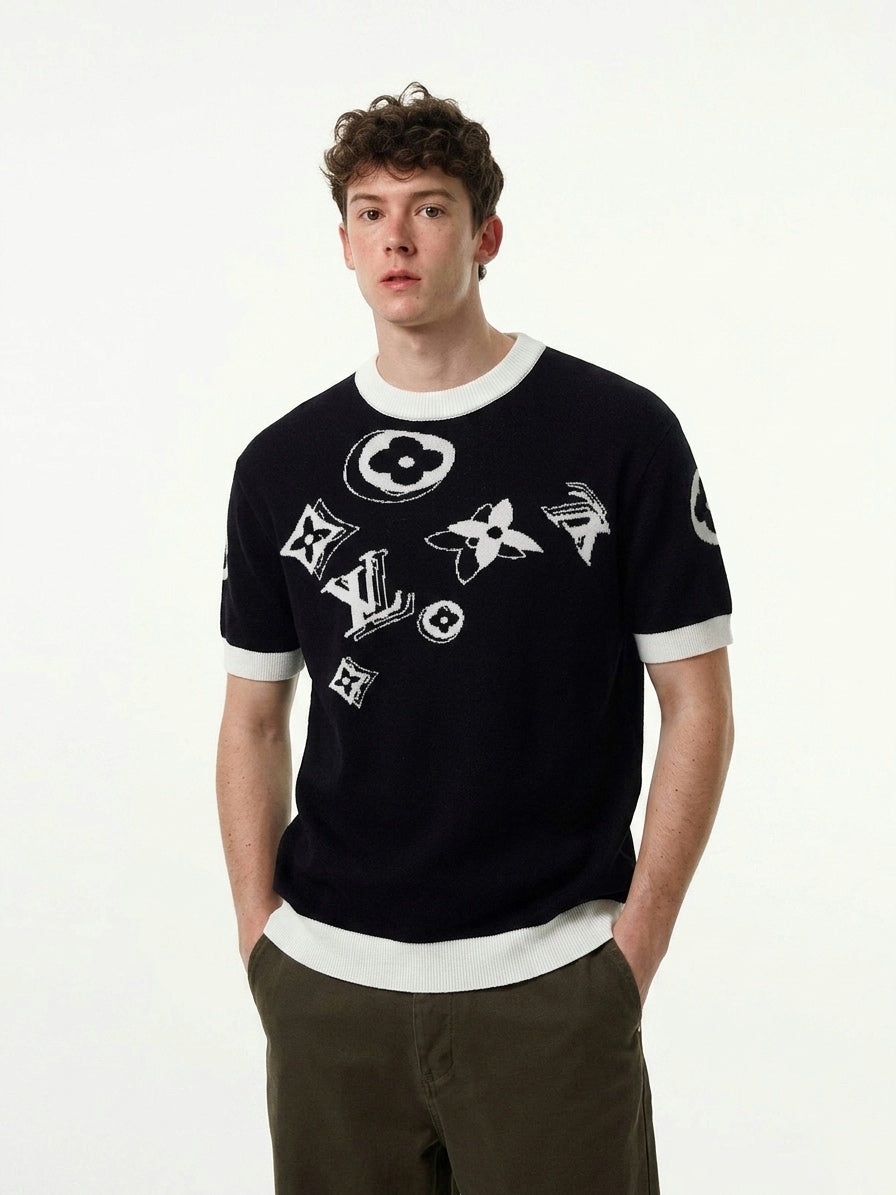 LV Scattered Monogram Short-Sleeved Knit