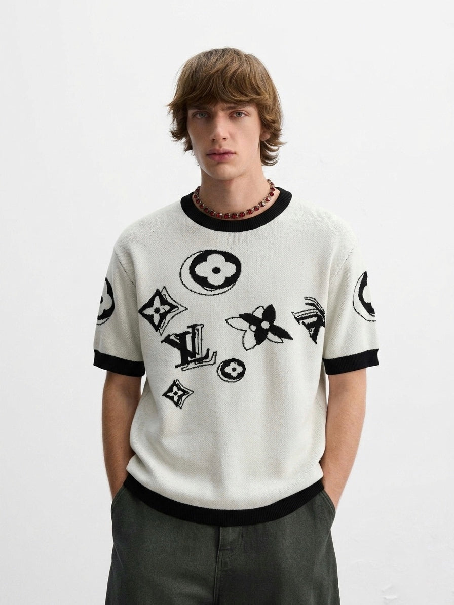 LV Scattered Monogram Short-Sleeved Knit
