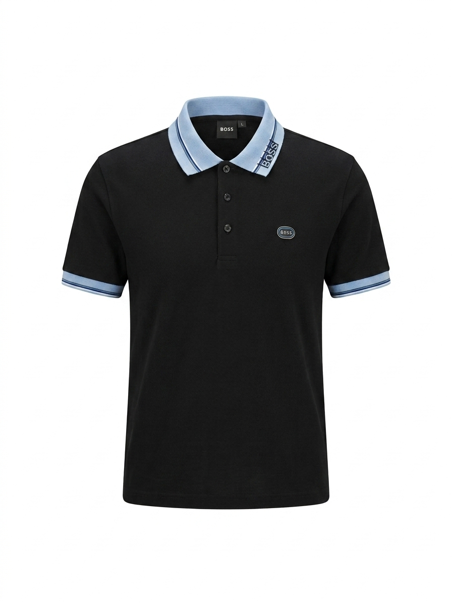 The B-Sigil Signature Polo in Noir and Ciel