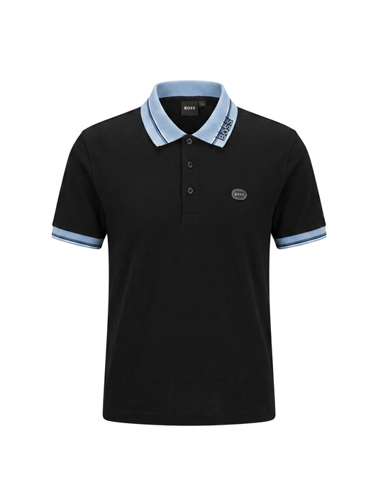 The B-Sigil Signature Polo in Noir and Ciel