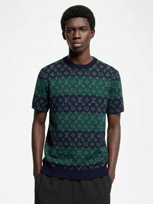 LV Striped Monogram Jacquard Knit Tee