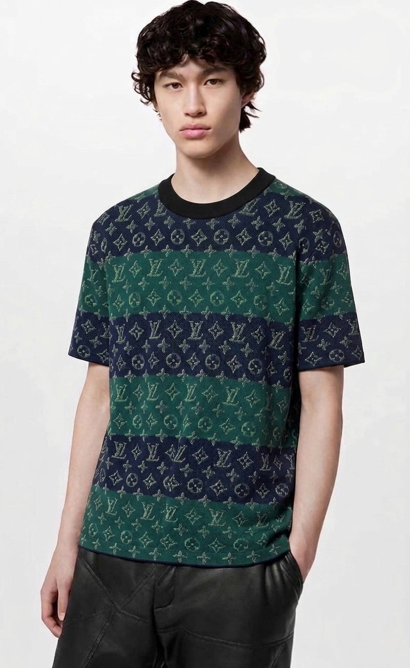 LV Striped Monogram Jacquard Knit Tee