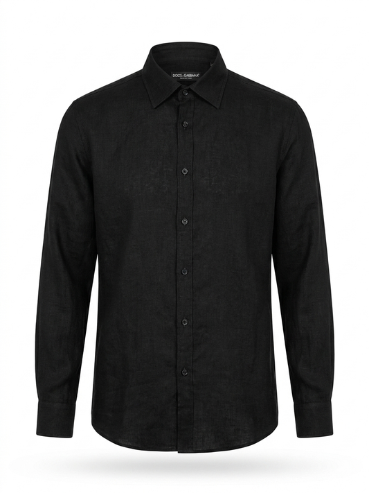 The Pure Black Linen Shirt