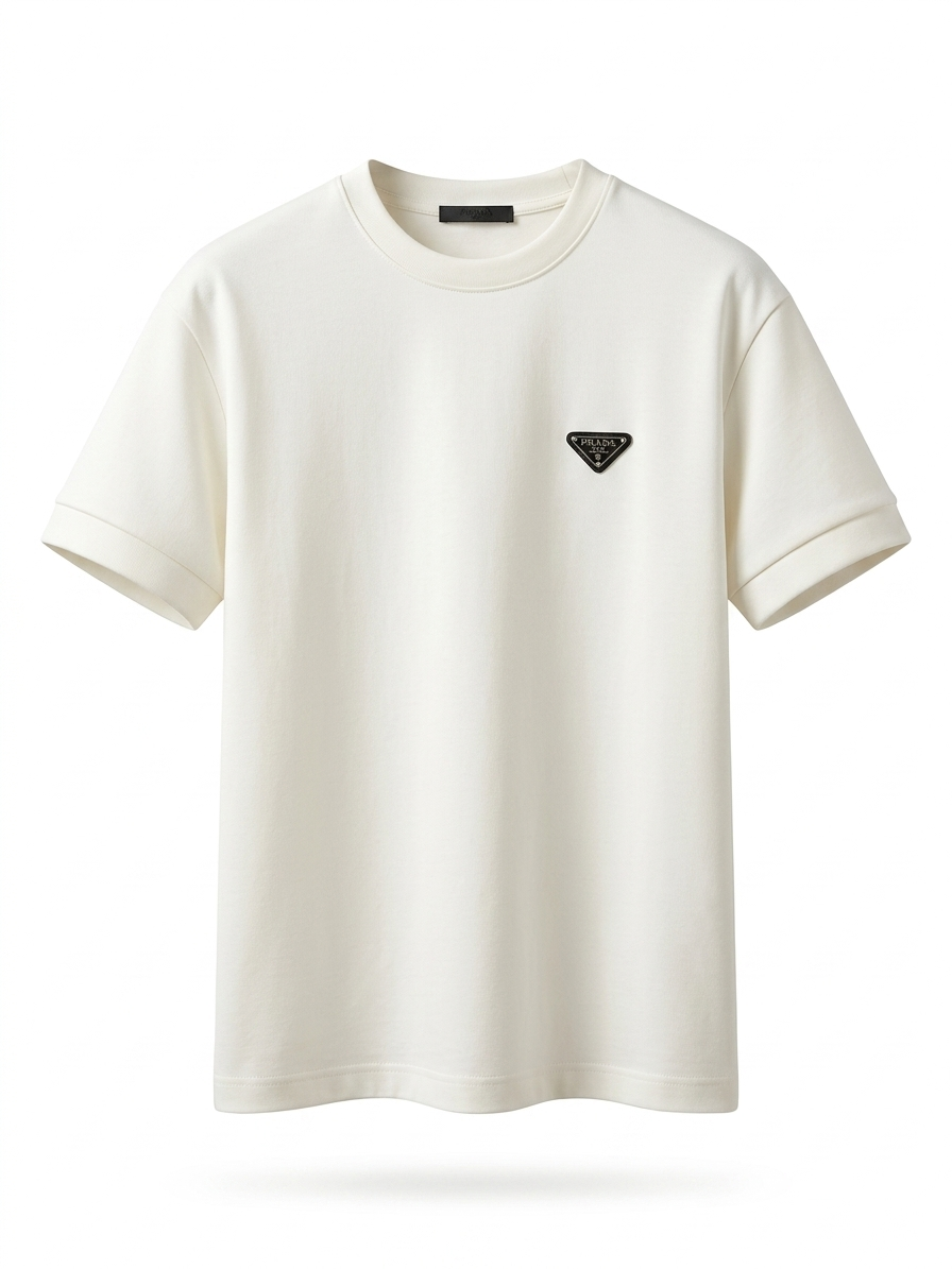 PDA Logo-Emblem Cotton T-Shirt in White